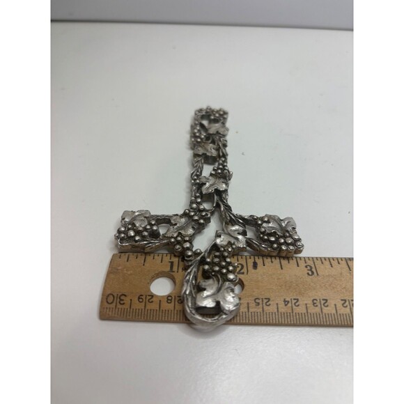 SILVER METAL Crucifix with Grapes and Branches CROSS Made in Cecchini WALL DECOR - Picture 7 of 7